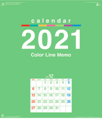 NK-174 カラーラインメモ 2021年カレンダー