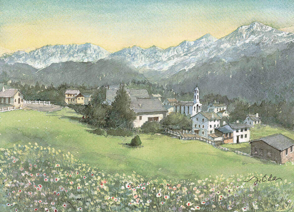 3-4月 グリンデルワルト スイス ヨーロッパ散歩道 織田義郎 2022年カレンダーの画像