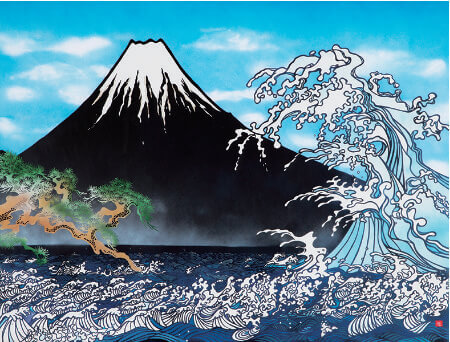 1月  黒潮と富士 四季めぐり・久保修切り絵作品集 2023年カレンダーの画像