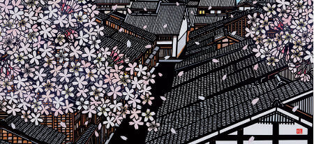 4月  古都・櫻 四季めぐり・久保修切り絵作品集 2023年カレンダーの画像
