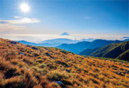 9月 北岳より富士山(山梨) 輝く太陽 2023年カレンダーの画像