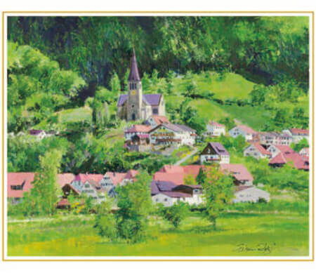 3/4月 シュバルツバルトの村(ドイツ) 欧羅巴を描く 小田切訓 2023年カレンダーの画像