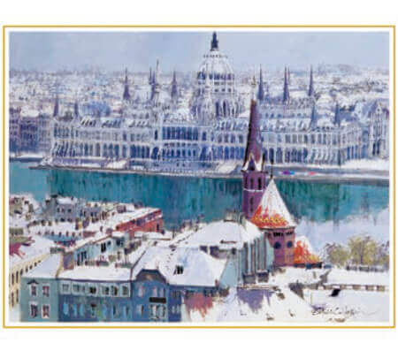 11/12月 冬のドナウ(ハンガリー) 欧羅巴を描く 小田切訓 2023年カレンダーの画像
