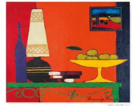 1/2月 絵と緑色のテーブルに置かれた静物 ロジェ・ボナフェ作品集 2023年カレンダーの画像