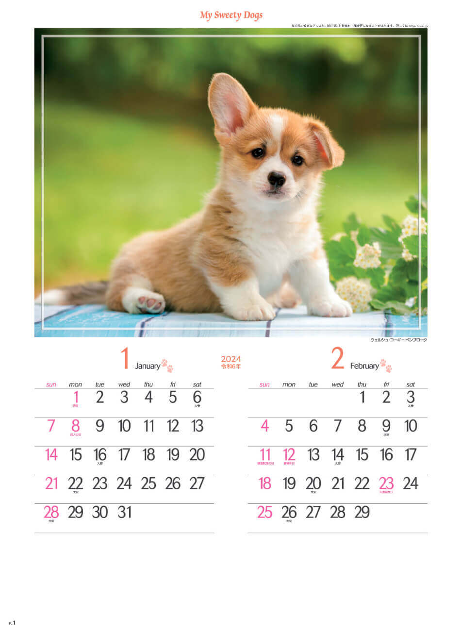 ウェルシュ・コーギーペンブローク マイスウィーティードッグ 2024年カレンダーの画像