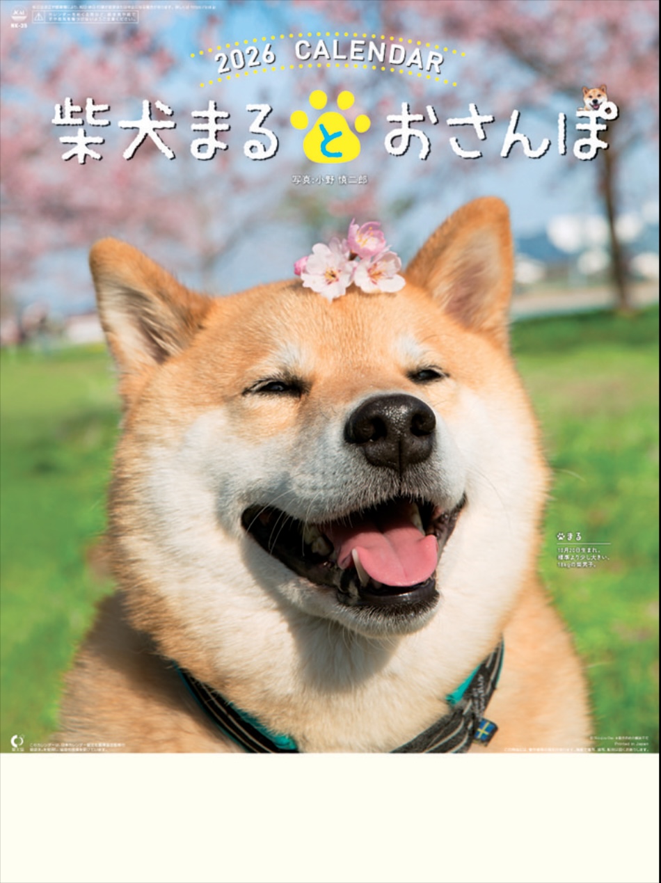 表紙 柴犬まるとおさんぽ 2026年カレンダーの画像